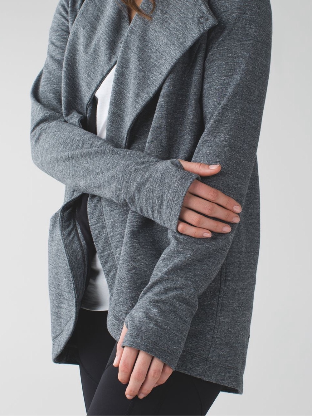 Lululemon That's A Wrap Sweater Snap Buttons sz 4 Grey with Pockets - Picture 7 of 14